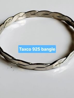 Taxco 925 Silver Twisted Wave Bangle 2 1/2 " D